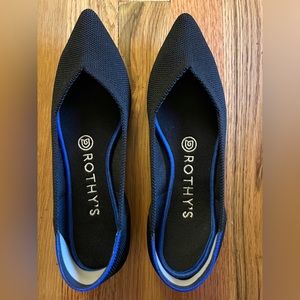 Rothys Black The Point Flats Sz 6.5